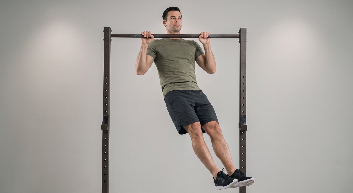 Athlète réalisant une traction stricte poitrine à la barre