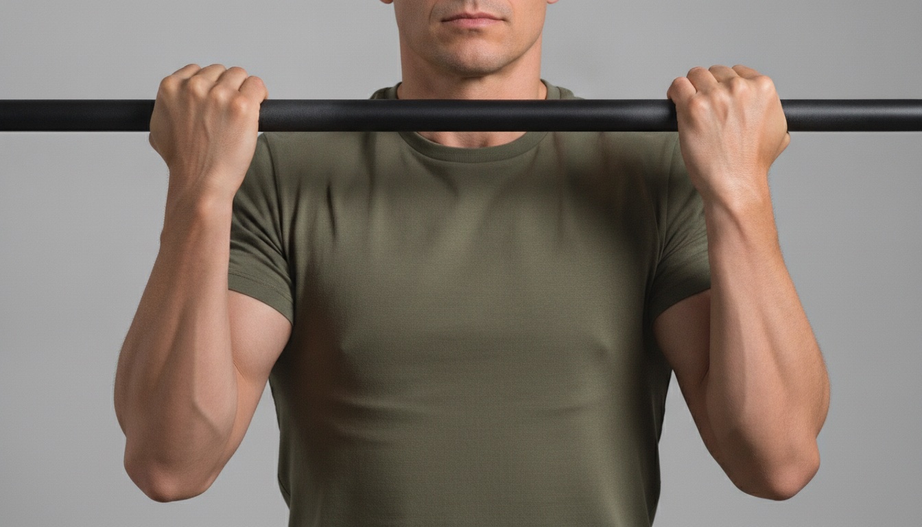 Gros plan sur la prise en pronation : phalanges et dos des mains tournés vers l'observateur